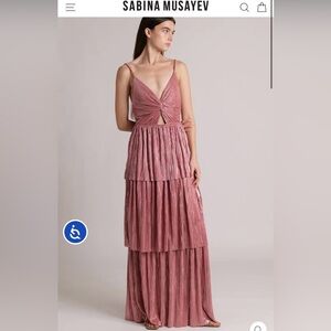 Sabina Musayev Rachel Foil Tiered Maxi Dress